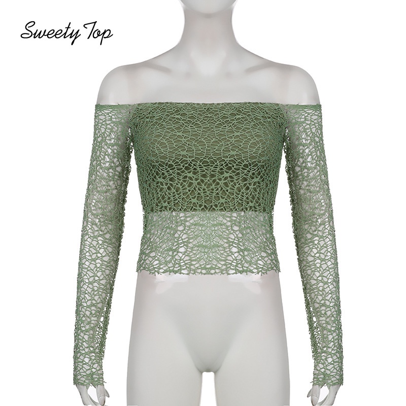 Lanlolo Áo Thun Dài Tay Trễ Vai Ôm Dáng Gợi Cảm Dành Cho Nữ