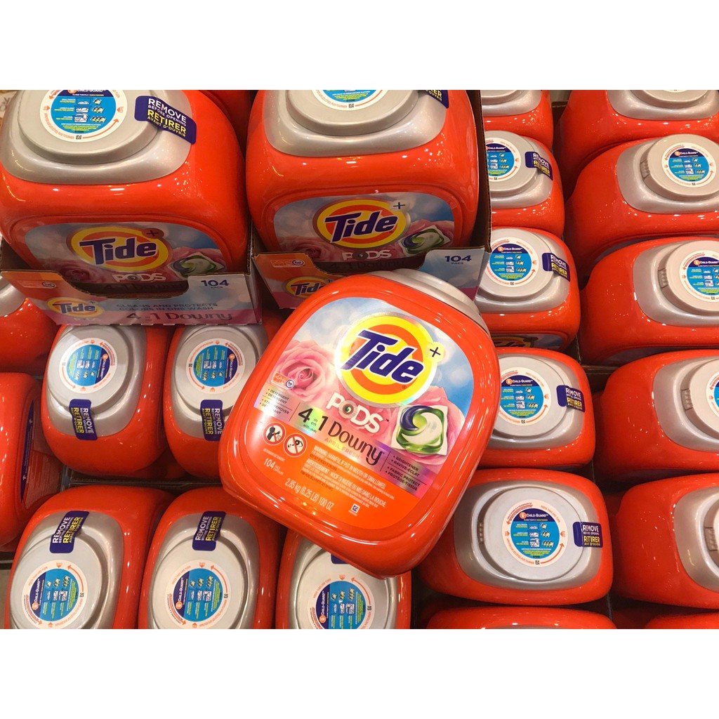 VIÊN GIẶT TIDE PODS WITH DOWNY 4IN1 MỸ 104 VIÊN