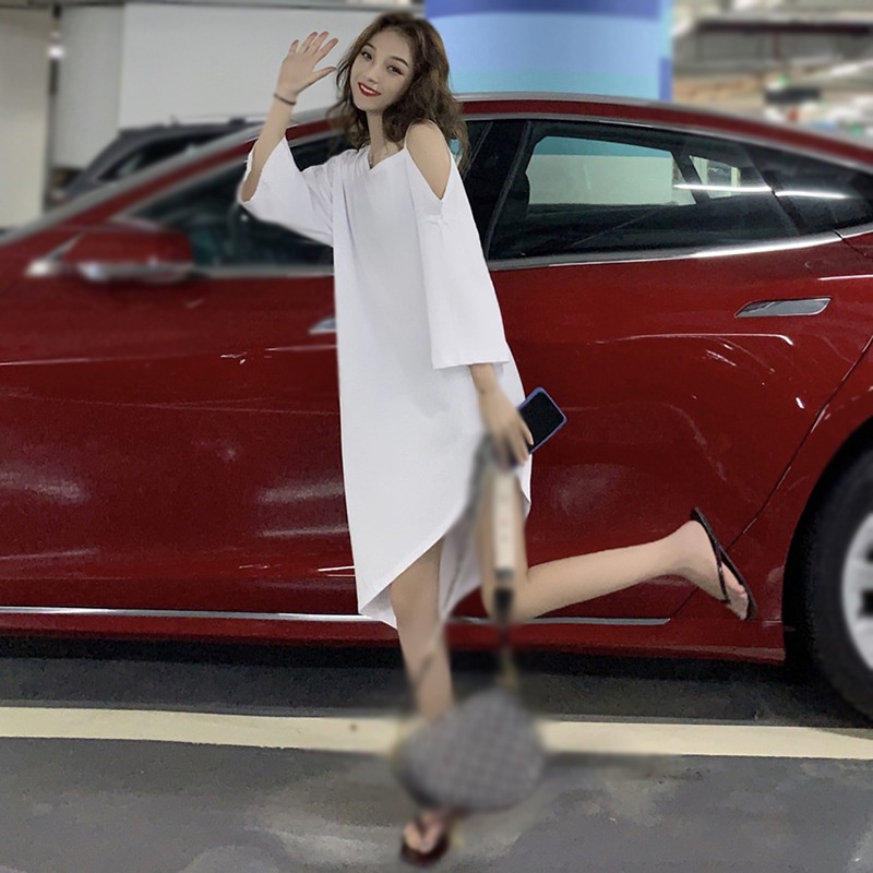 Đầm ba mảnh tay lỡ màu sắc trơn phong cách hàn quốc cho nữ