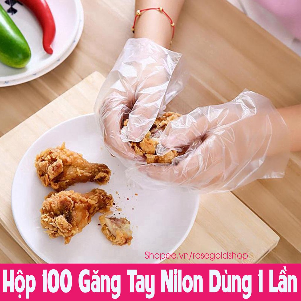 Hộp 100 Găng Tay Nilon Dùng 1 Lần Đa Năng  - Hàng Việt Nam Chất Lượng Cao