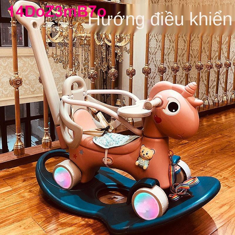 Rocking Horse Trojan Đồ chơi trẻ em có chức năng Bé trai và gái 0-1-3 tuổi Quà tặng sinh nhật cho