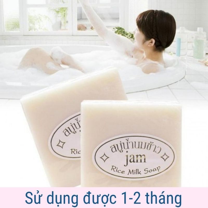 Xà Phòng Cám Gạo , Xà Phòng Trắng Da Thái Lan siêu thơm Jam Rice Milk Soap 65gr