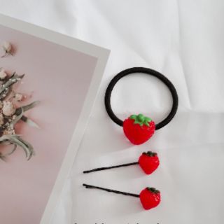 Kẹp tóc & cột tóc quả dâu tây 🍓💃