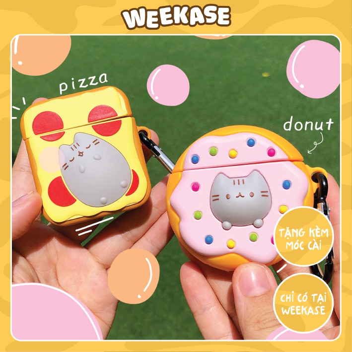 Vỏ bảo vệ hộp sạc tai nghe Apple Airpods 1, 2, Apple Airpods Pro chất liệu cao cấp, chống rơi vỡ in hình mèo pusheen