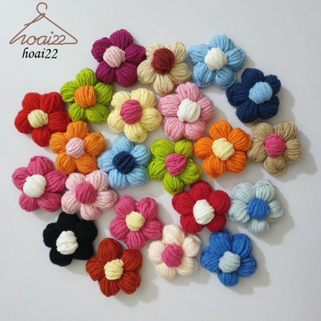 Ghim cài/Pin cài trang trí hình bông hoa bằng len handmade