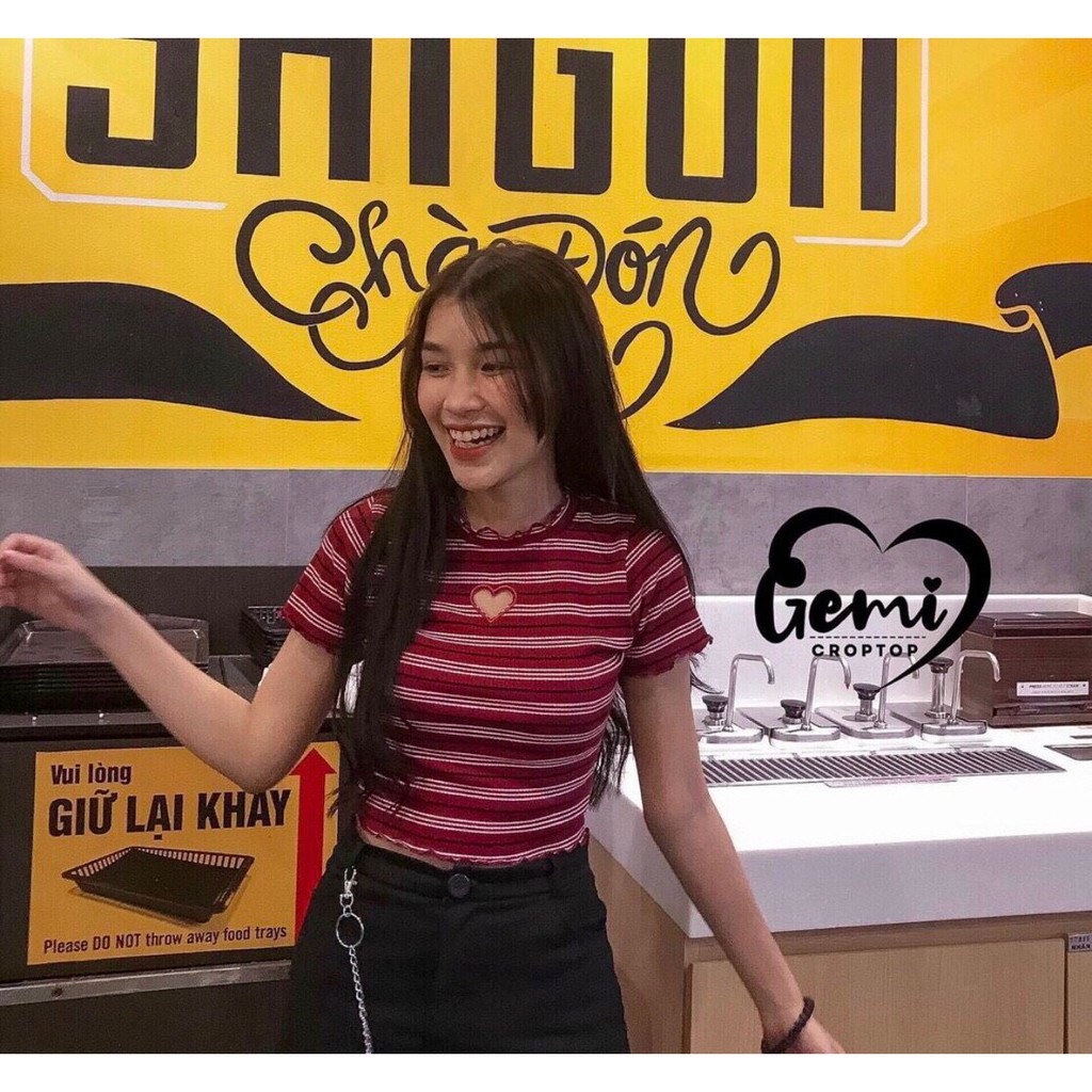 ÁO CROPTOP NỮ KHOÉT CỔ HÌNH TRÁI TIM ÔM BODY VẢI MỀM CUT OUT ÔM DÁNG HÀNG CHUẨN GIÁ RẺ HÌNH THẬT CT28 | Mera Bum Shop | BigBuy360 - bigbuy360.vn