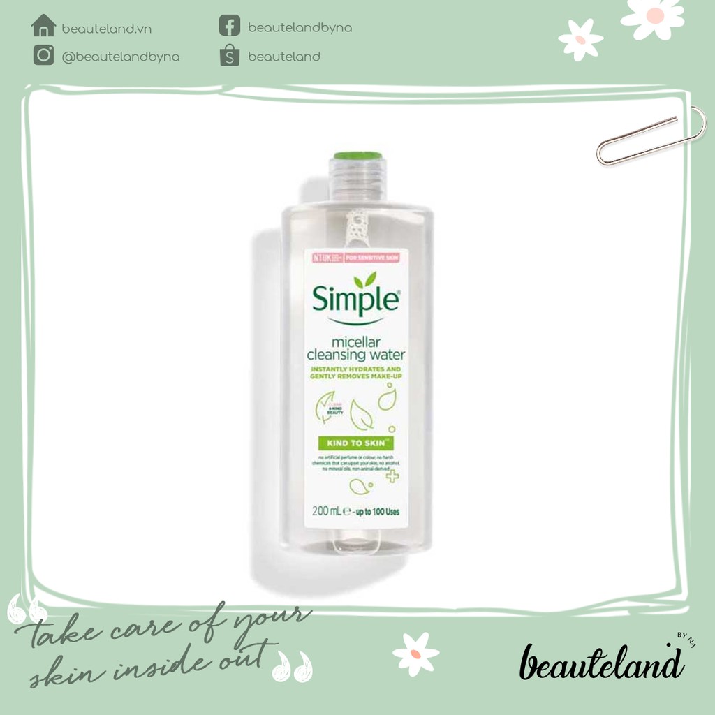 Nước tẩy trang Simple Micellar Cleansing Water (200ml/400ml)