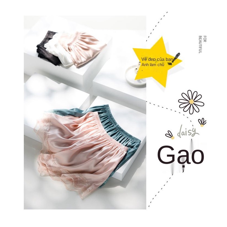 Quần short vải lụa mềm mại phối ren dễ thương cho nữ mặc ở nhà | BigBuy360 - bigbuy360.vn