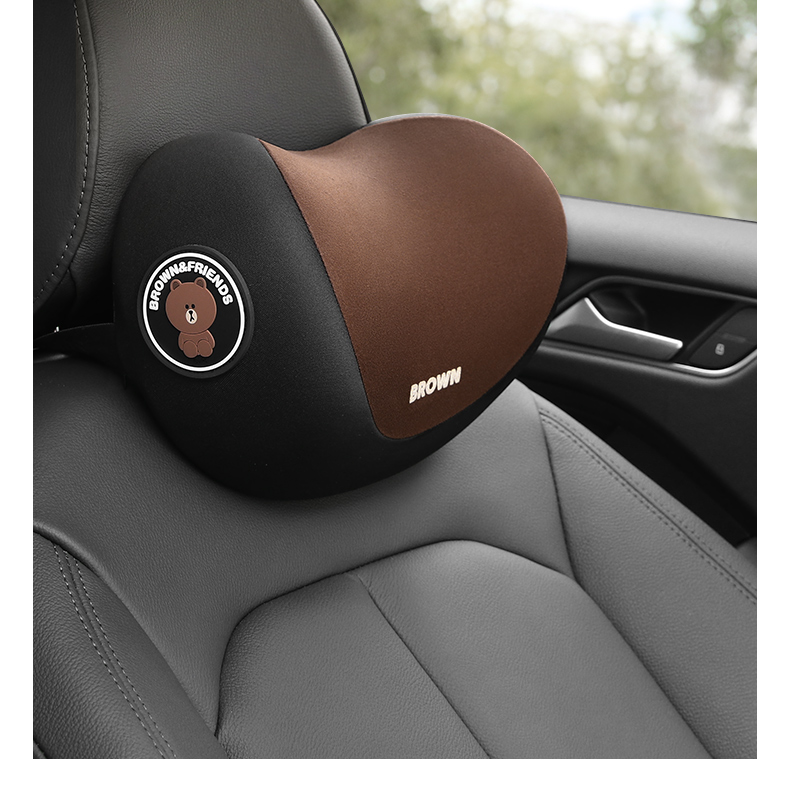 Line Friends Gối Tựa Đầu Trên Xe Hơi Kiểu Dáng Hoạt Hình Dễ Thương