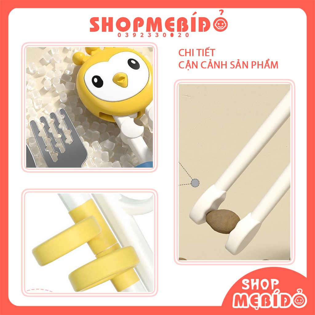 Bộ Đũa Tập Ăn Cho Bé Kèm Thìa Nĩa Có Hộp Hình Gà Đáng Yêu Shop Mẹ Bí Đỏ AT19