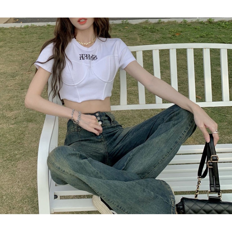 Áo thun croptop COZOKC ngắn tay đơn giản thời trang dễ phối đồ