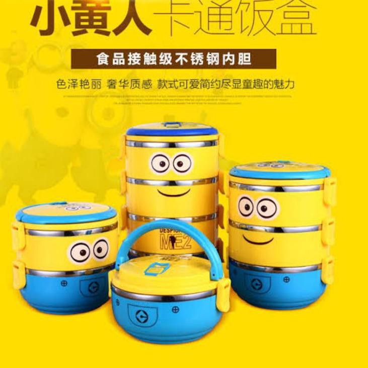 Hộp Đựng Cơm Trưa Hình Minion Màu Vàng Dễ Thương Gf6 3 4