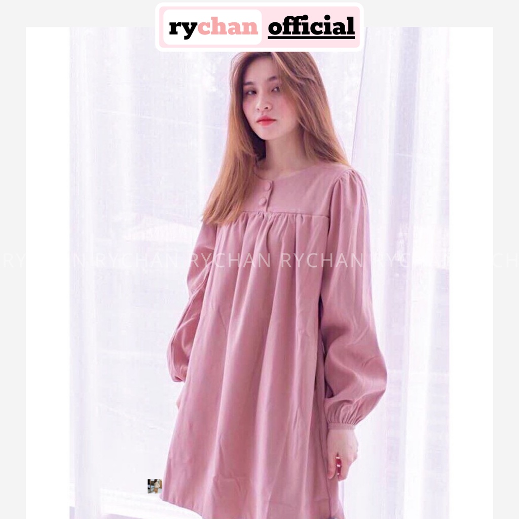 Đầm Xòe Babydoll Tay Phồng Babydoll Hồng [ẢNH THẬT CUỐI] - DX921