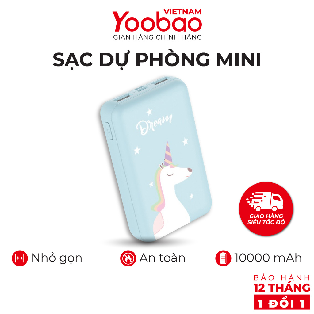 [CHÍNH HÃNG-BH 12 THÁNG] Sạc dự phòng mini 10000mAh Yoobao P10W Kèm đèn LED - Hàng phân phối chính hãng