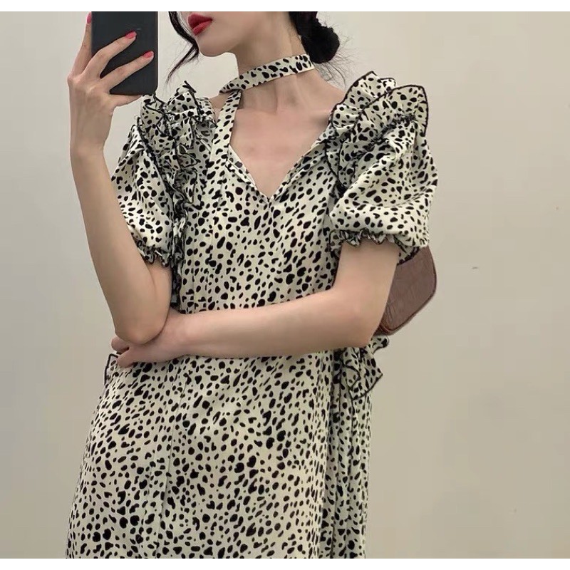 Đầm nữ tay ngắn chấm bi cách điệu thời trang nữ ⚡️ | BigBuy360 - bigbuy360.vn