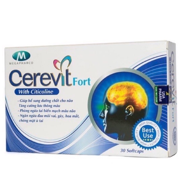 Viên uống bổ não Cerevit fort tăng cường lưu Thông máu ,cung cấp dưỡng chất cho não (hộp 30 viên )