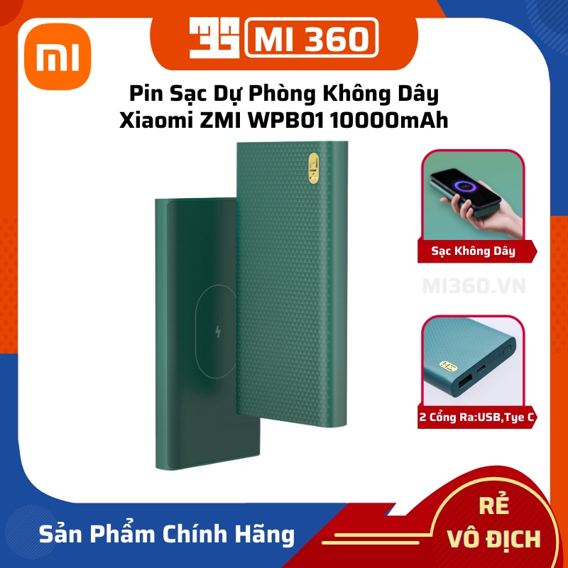 Pin Sạc Dự Phòng Không Dây Xiaomi ZMI WPB01 10000mAh✅ Sạc Cùng Lúc 3 Thiết Bị, Chuẩn Sạc Nhanh✅ Hàng Chính Hãng