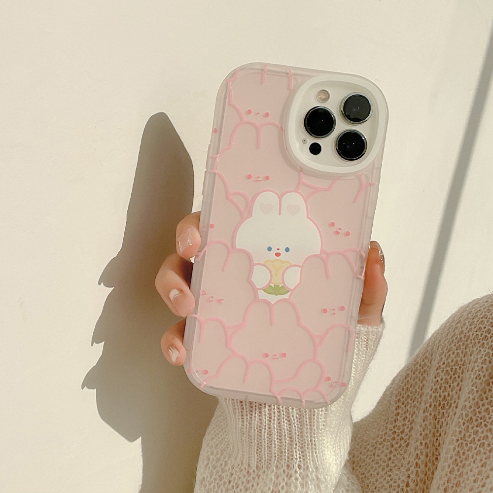 Ốp lưng iphone cạnh tròn Pink Bunny 13promax/13pro/13/12promax/12pro/12/11promax/11/7plus/8plus - Ina Case