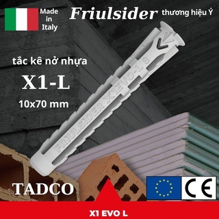 [10 chiếc] Tắc kê vít nở nhựa Ý cao cấp X1-L 10x70mm Friulsider , tắc kê nhựa thông minh dùng cho tất cả vật liệu nền