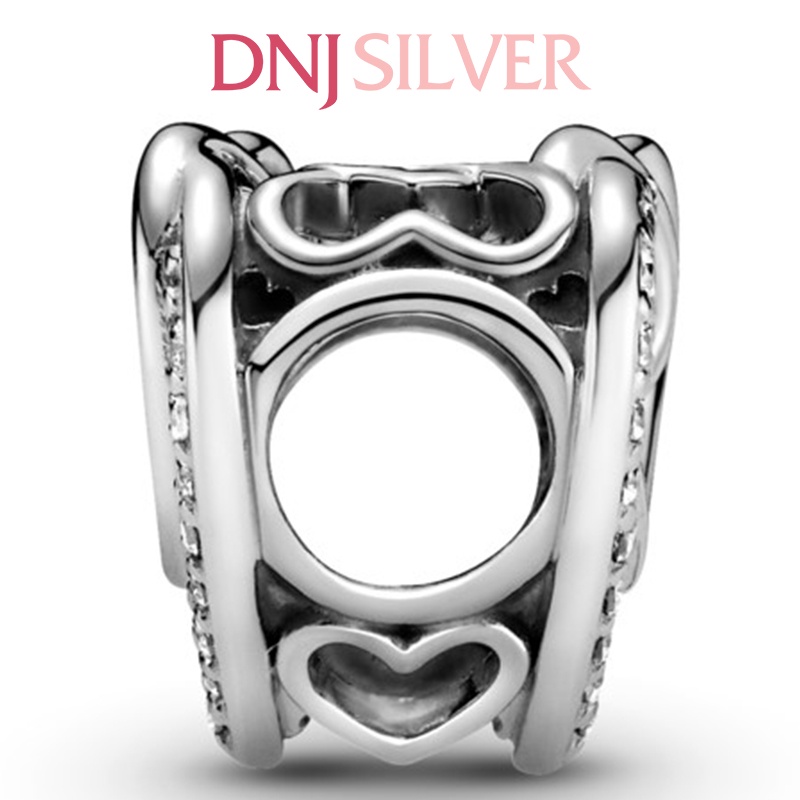 Charm bạc 925 cao cấp, hàng chuẩn bạc - Charm Sparkling Entwined Hearts thích hợp để mix vòng tay charm - DN272