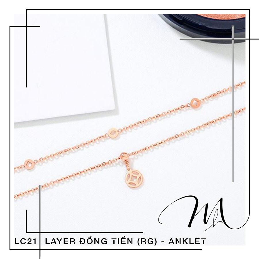 Lắc chân nữ Titan dây đôi mặt hình đồng tiền xinh xắn - Măng’s House LC21