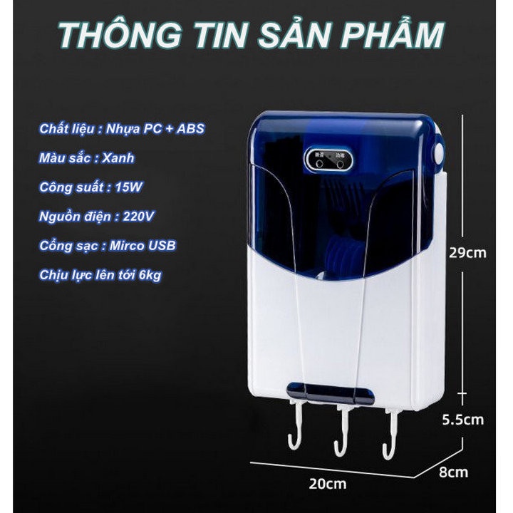 Máy Sấy Khô Đũa Thìa Khử Khuẩn Bằng Tia UV Treo Tường Tiện Lợi.