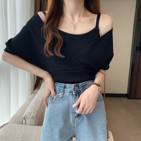 Áo Thun COZOK Dệt Kim Tay Ngắn Dáng Ôm Thời Trang Trẻ Trung Cho Nữ