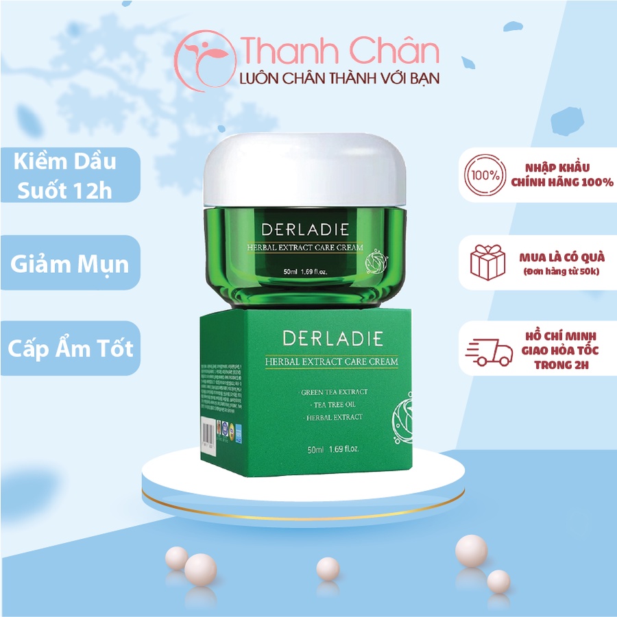 Kem Dưỡng Tràm Trà Giảm Mụn, Kiềm Dầu DERLADIE Herbal Extract Care Cream 50ml