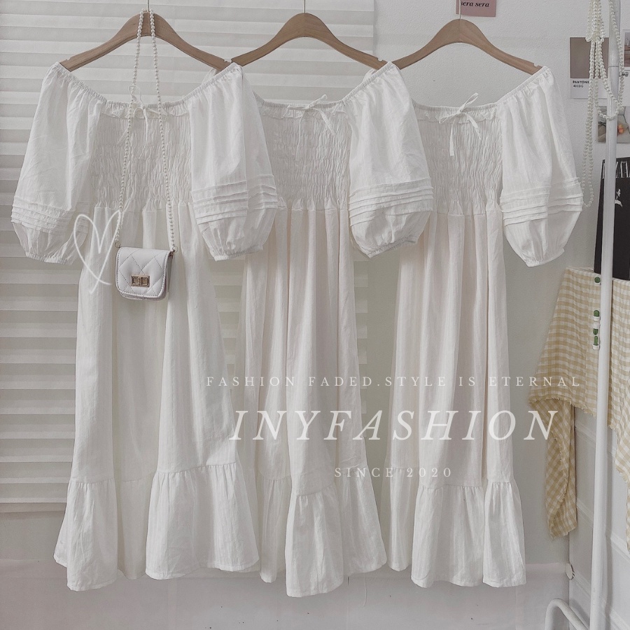 Váy baby doll tay bồng chun ngực  lót thân váy hàng đẹp Inyfa