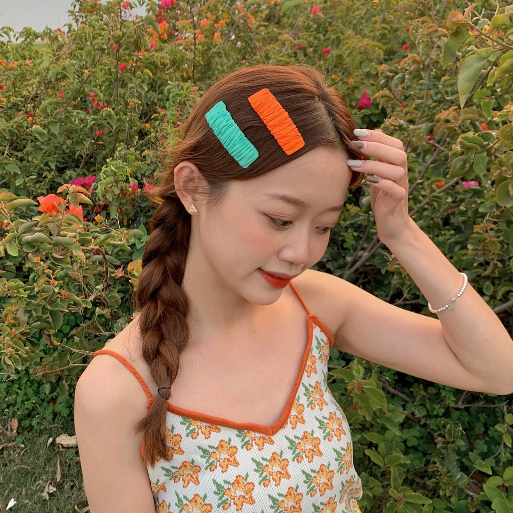 Kẹp tóc vải màu kẹo ngọt dễ thương thời trang dành cho nữ