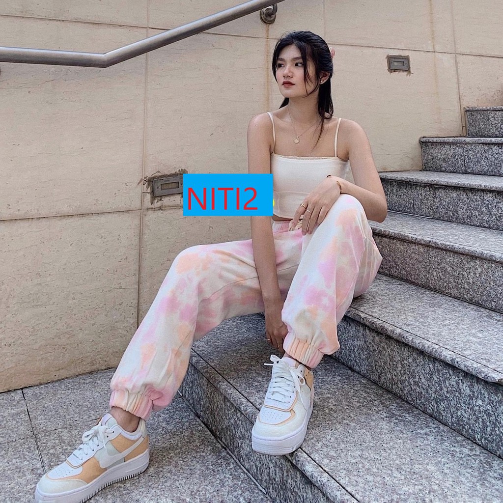 Quần Jogger Nỉ Nữ Loang Màu Hot Trend Năm 2020 Thời Trang Đường Phố Phong Cách NiTi2-NB07