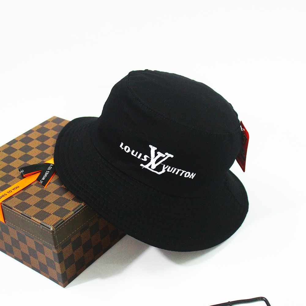 Mũ Bucket Nón Tai Bèo Loui.s Vui.tton LV01 Đen Vải Kaki