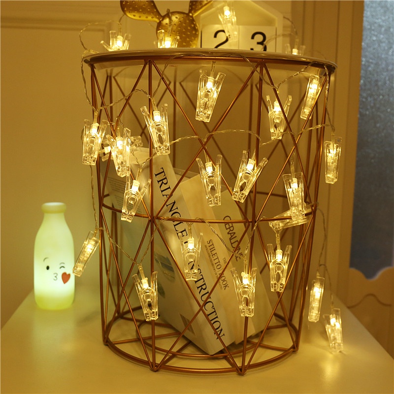 Dây Đèn LED Trang Trí Có Kẹp Decor Vintage 3M Và 20 Đèn