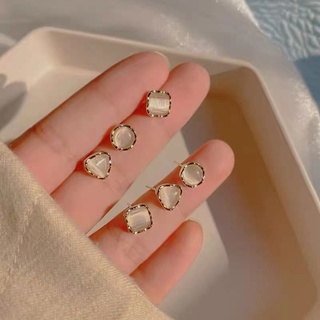 Bông tai hình học đính đá Opal thời trang 2021 cho nữ