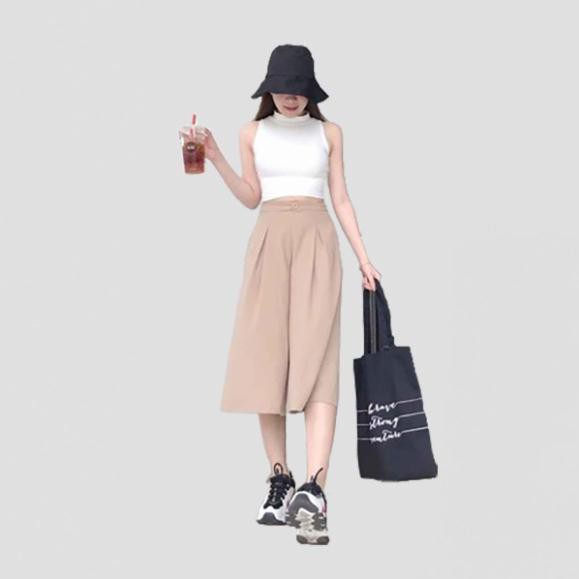 Quần ống rộng đũi xuông xếp ly siêu Hot