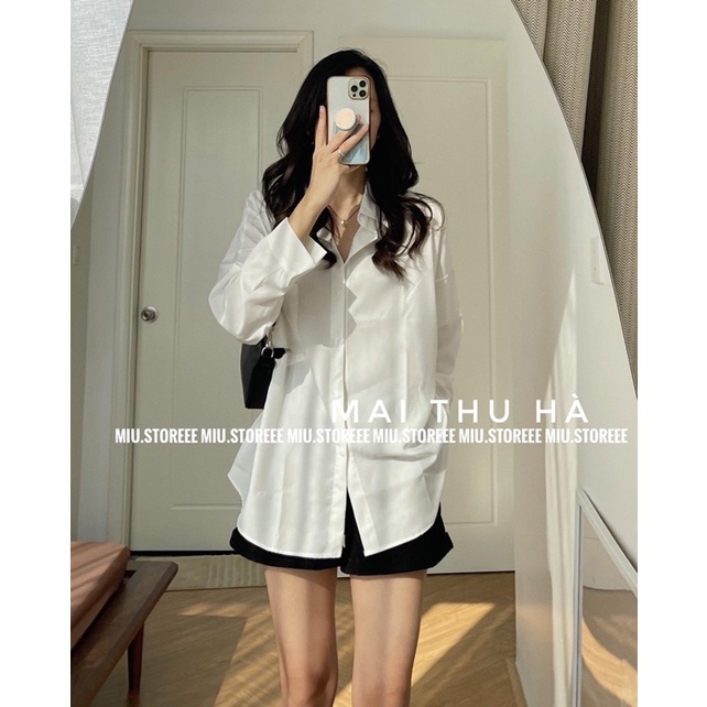 ÁO SƠ MI TRẮNG ĐUÔI TÔM OVERSIZE