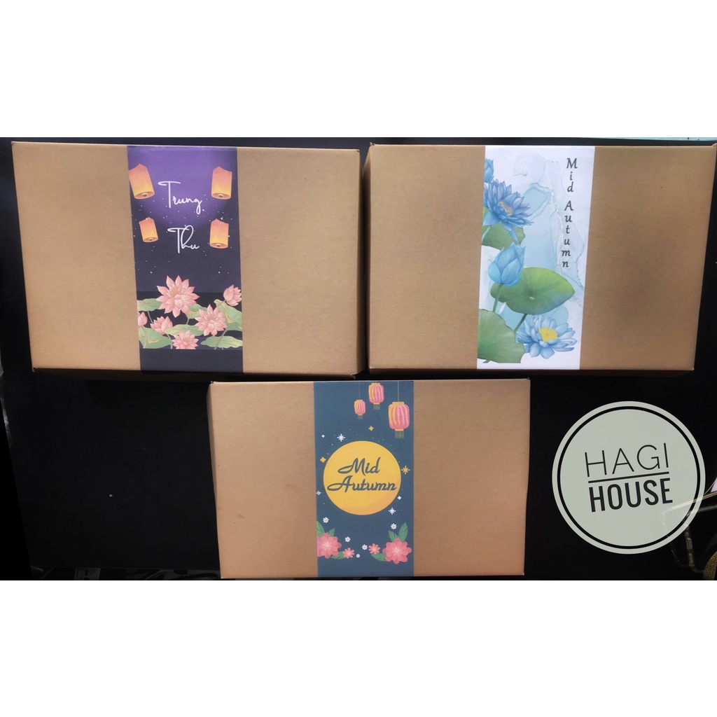 Hôp đựng bánh trung thu nắp gài, hộp quà nắp gài màu nâu