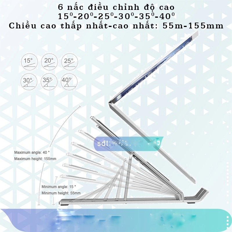 Giá đỡ Laptop – Laptop Stand – Laptop Macbo.ok Ip.ad ….Hợp kim nhôm – Tản nhiệt – Gấp gọn
