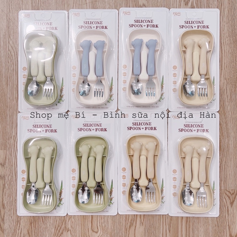 Set thìa dĩa Silicone SPOON &amp; FORK cho bé chính hãng TGM