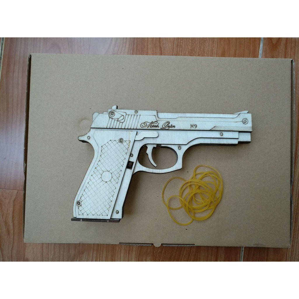 Bộ lắp ráp mô hình súng bắn thun bằng gỗ m9