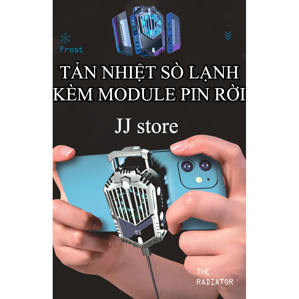 Quạt tản nhiệt gaming sò lạnh siêu mát có pin rời module JJ store - tự động điều chỉnh nhiệt độ xịn nhất 2021