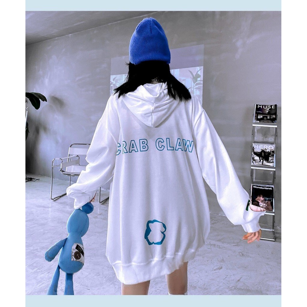 Áo hoodie unisex form rộng chất vải nỉ ngoại thỏ Crablaw cực dễ thương thời trang học đường