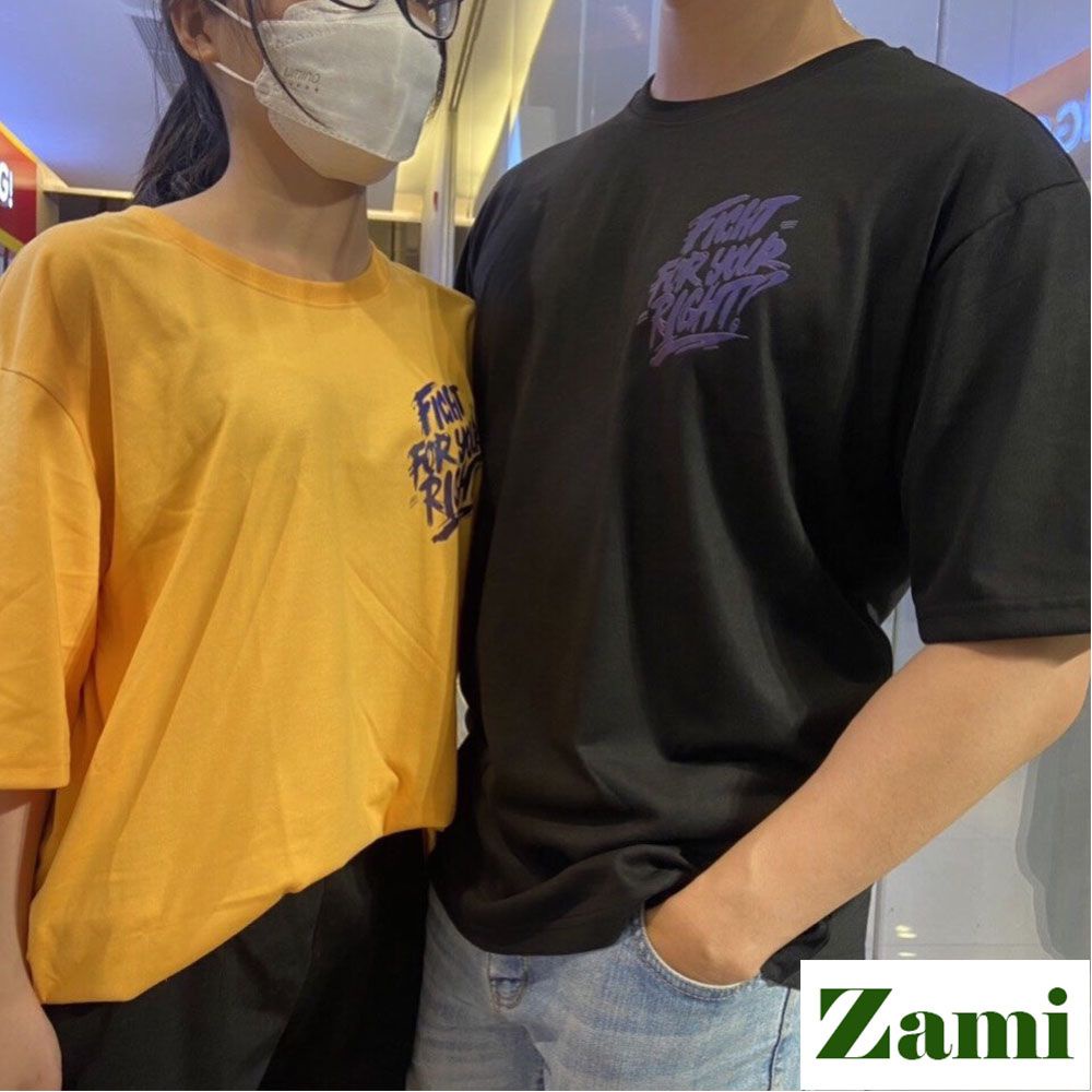 Áo Thun Unisex Nam Nữ Freesize Form Rộng Chất Cotton Oversize In Chữ Phản Quang Hàn Quốc Fight For Your Right ZT16 Zami | BigBuy360 - bigbuy360.vn