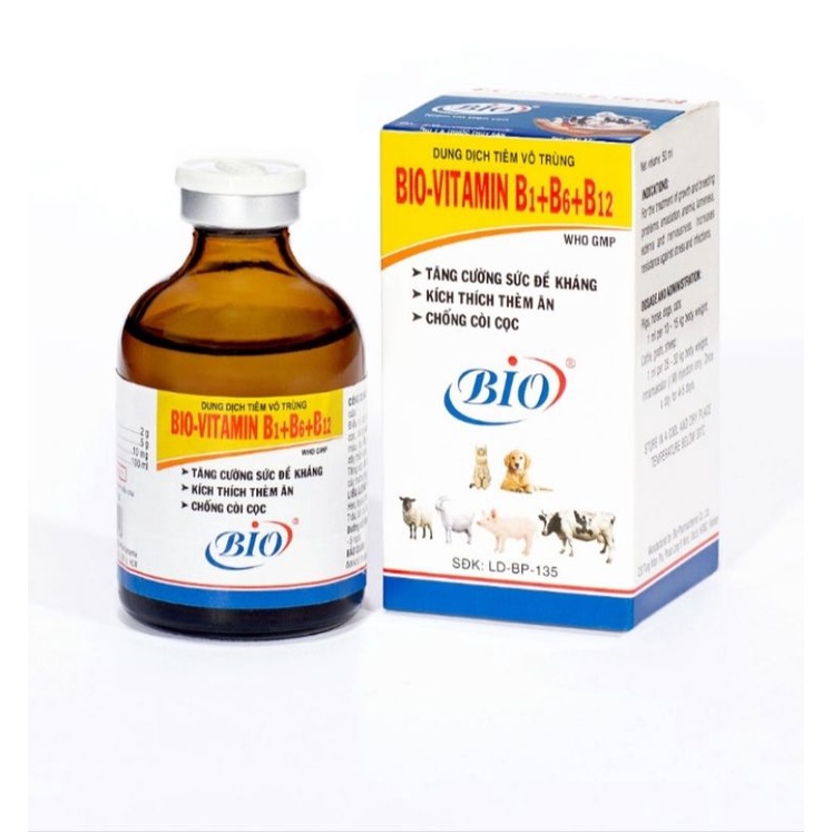 Bio vitamin B1 B6 B12 50ml thức ăn cho quá cưng hsd 29/10/2024