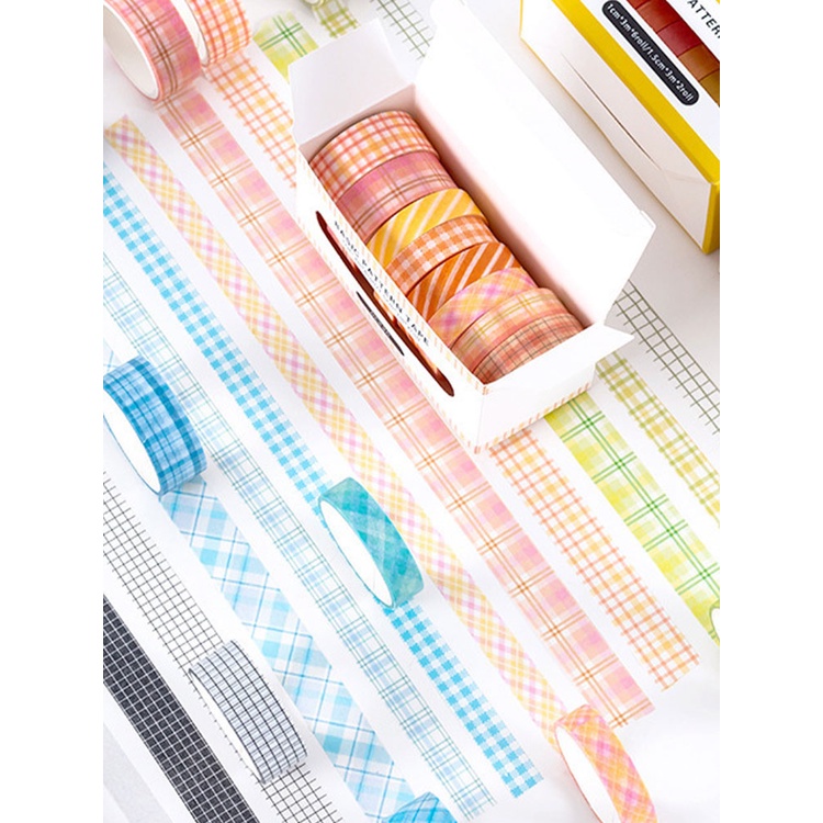Tmdbyx Set 8 Cuộn Băng Keo Washi Màu Sắc Đơn Giản Dùng Trang Trí Sổ Tay / Tiểu Học