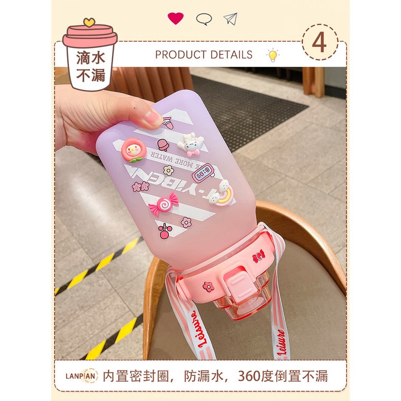 Bình Nước Thể Thao Dung Tích Lớn Có Vạch Đo Nhiệt Độ Cao Chống Rơi Bằng Nhựa