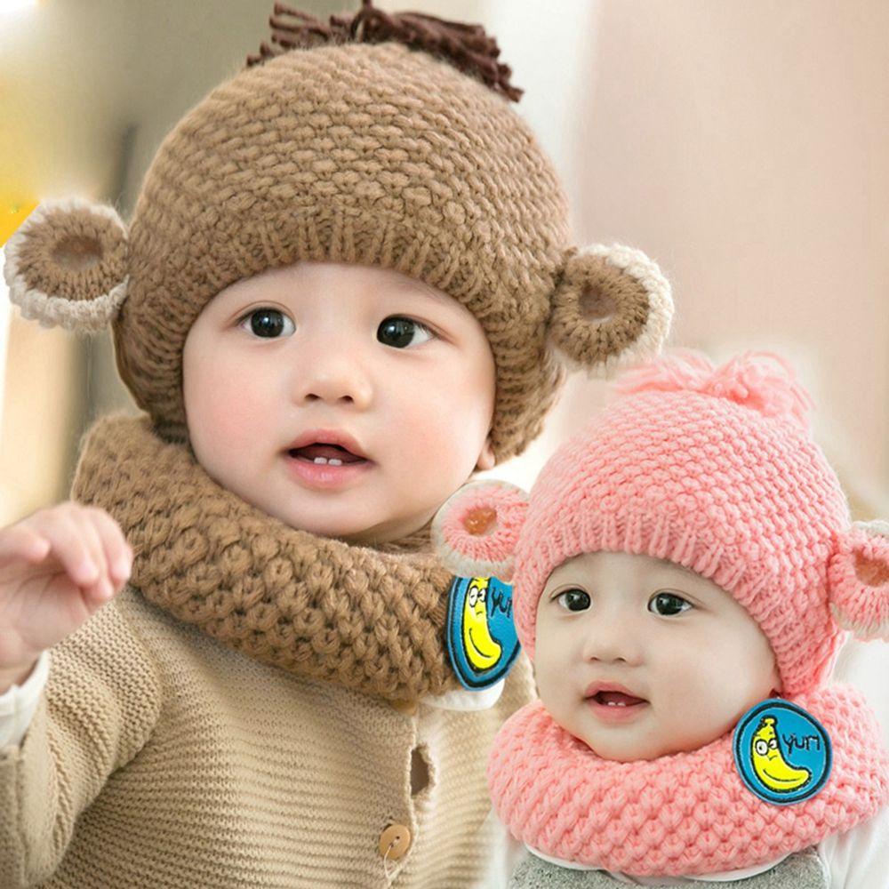 EUCA Set Mũ Len + Khăn Choàng Cổ Thời Trang Mùa Đông Cho Bé