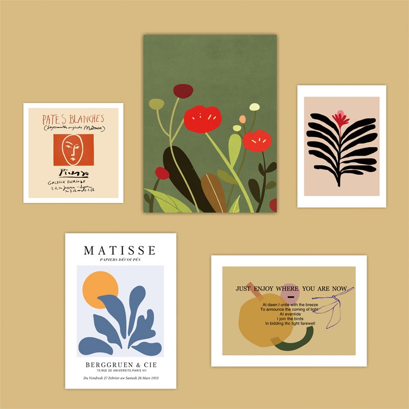 Miếng Dán Tường Trang Trí Hình Khung Ảnh Họa Tiết Hoa Phong Cách Bắc Âu Thẻ