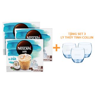  Cà phê hòa tan NESCAFÉ® Latte VỊ DỪA - COMBO 3 hộp x 10 gói x 20g