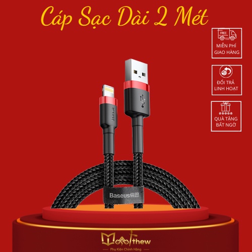 Cáp Sạc Nhanh IP2.4A Cổng Baseus Cafule Sạc Nhanh Truyền Dữ Liệu Tốc Độ Cao Dây Dù Bền Chắc